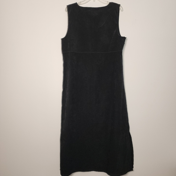 Vintage Mary McFadden embroidery details black sleevless maxi Lagenlook … - Picture 9 of 11